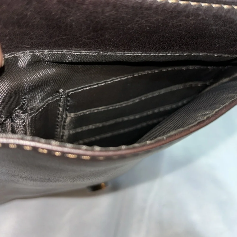 Kenneth Cole Reaction Risky Business Brown Leather Laptop Messenger Bag 524541